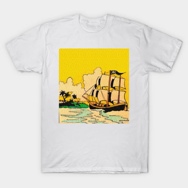 Sailing boat under a yellow sky T-Shirt by Marccelus